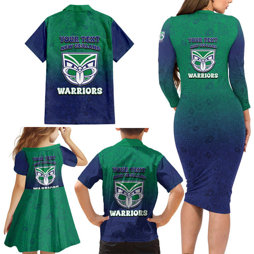 Personalized New Zealand Warriors Family Matching Long Sleeve Bodycon Dress and Hawaiian Shirt Easter Mascot - Colorful Eggs Cartoon Style