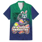 Personalized New Zealand Warriors Family Matching Mermaid Dress and Hawaiian Shirt Easter Mascot - Colorful Eggs Cartoon Style