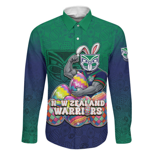 Personalized New Zealand Warriors Family Matching Mermaid Dress and Hawaiian Shirt Easter Mascot - Colorful Eggs Cartoon Style