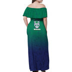 Personalized New Zealand Warriors Family Matching Off Shoulder Maxi Dress and Hawaiian Shirt Easter Mascot - Colorful Eggs Cartoon Style