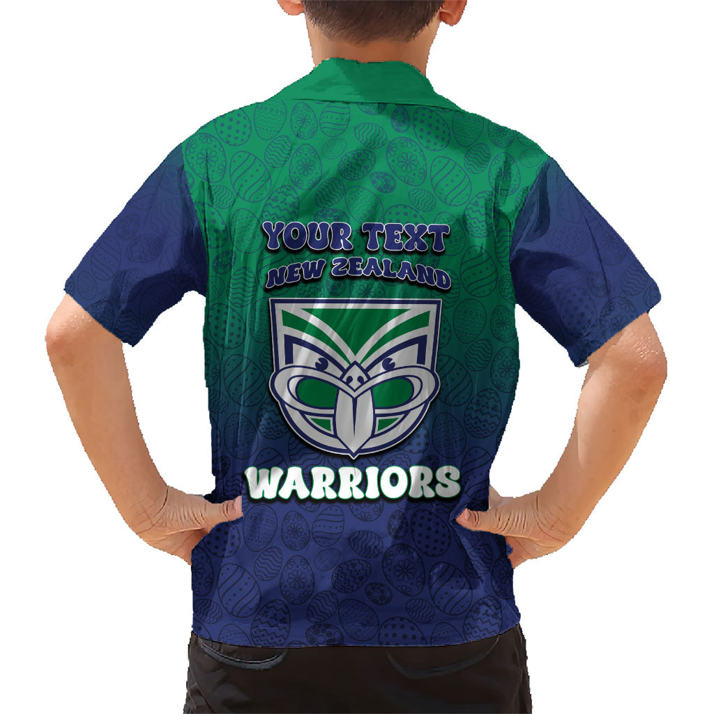 Personalized New Zealand Warriors Family Matching Short Sleeve Bodycon Dress and Hawaiian Shirt Easter Mascot - Colorful Eggs Cartoon Style