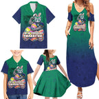 Personalized New Zealand Warriors Family Matching Summer Maxi Dress and Hawaiian Shirt Easter Mascot - Colorful Eggs Cartoon Style