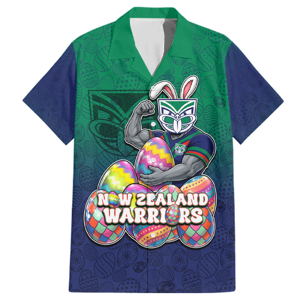 Personalized New Zealand Warriors Family Matching Summer Maxi Dress and Hawaiian Shirt Easter Mascot - Colorful Eggs Cartoon Style