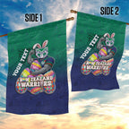 Personalized New Zealand Warriors Garden Flag Easter Mascot - Colorful Eggs Cartoon Style