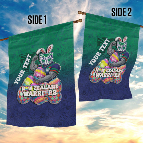 Personalized New Zealand Warriors Garden Flag Easter Mascot - Colorful Eggs Cartoon Style
