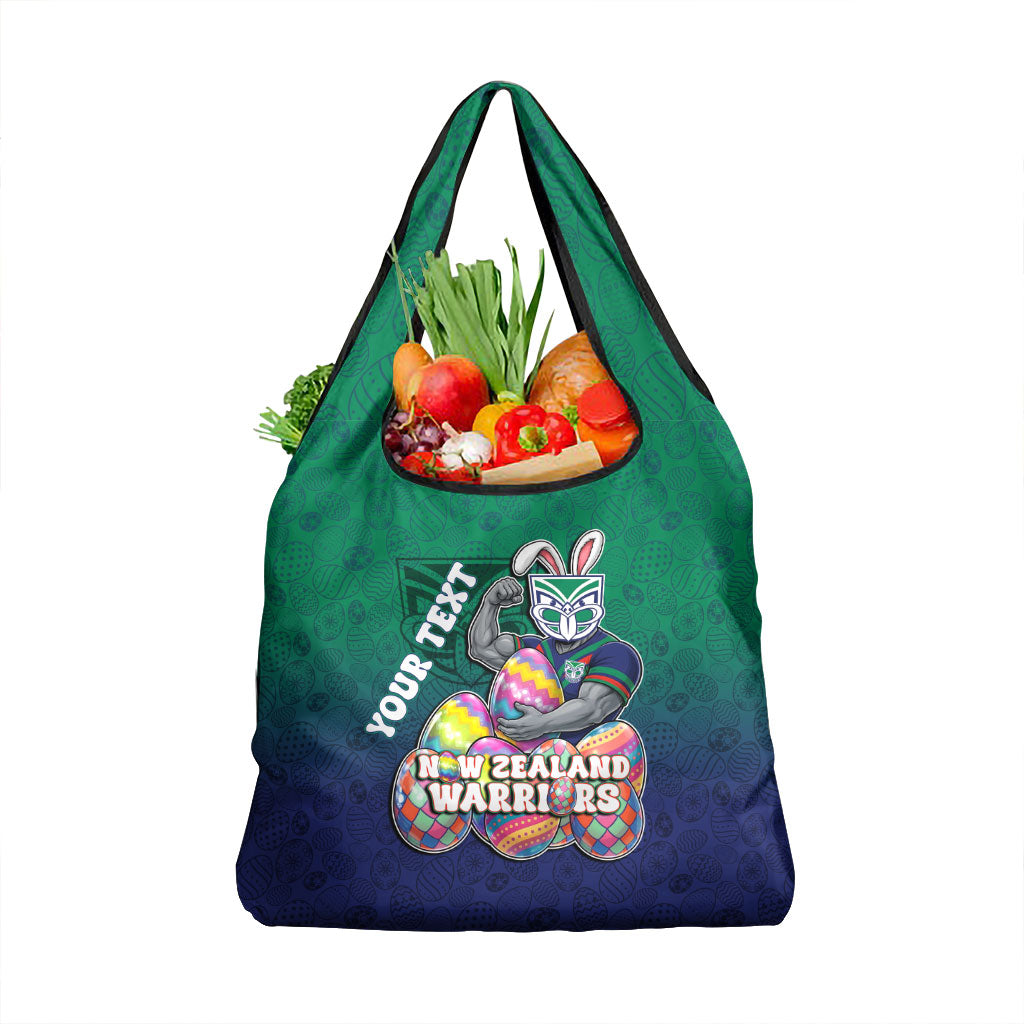 Personalized New Zealand Warriors Grocery Bag Easter Mascot - Colorful Eggs Cartoon Style