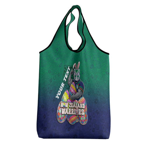 Personalized New Zealand Warriors Grocery Bag Easter Mascot - Colorful Eggs Cartoon Style