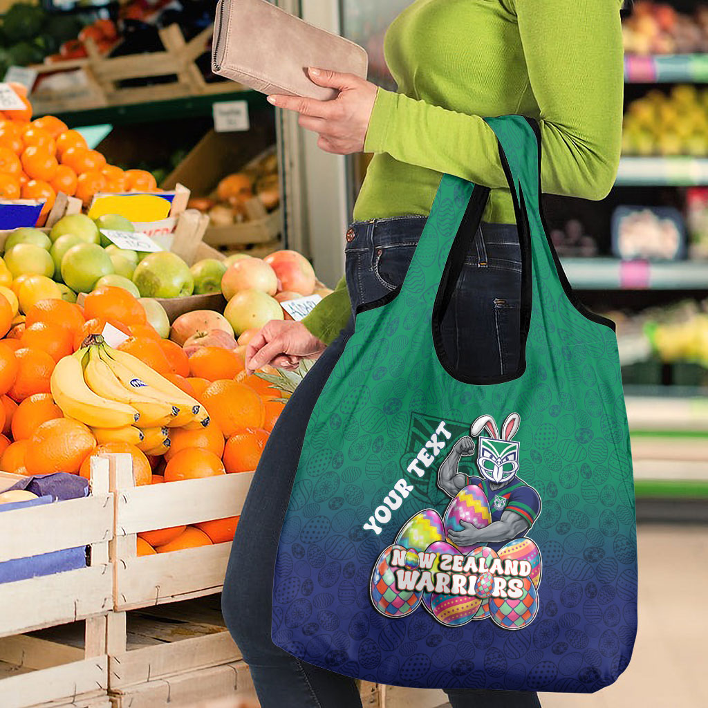 Personalized New Zealand Warriors Grocery Bag Easter Mascot - Colorful Eggs Cartoon Style