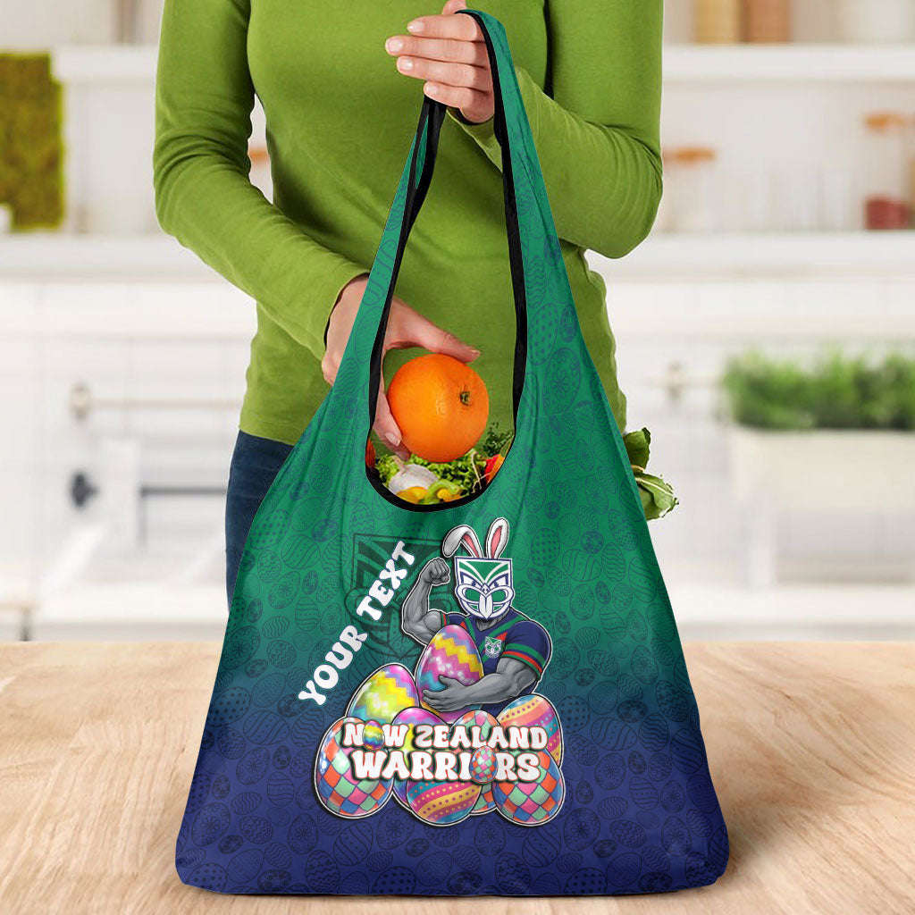 Personalized New Zealand Warriors Grocery Bag Easter Mascot - Colorful Eggs Cartoon Style