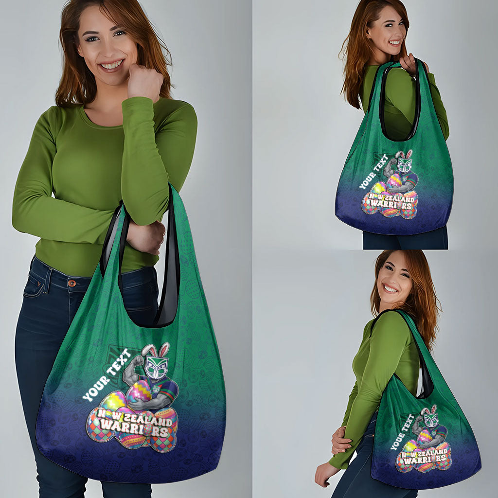 Personalized New Zealand Warriors Grocery Bag Easter Mascot - Colorful Eggs Cartoon Style
