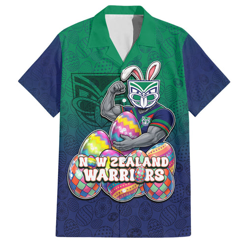Personalized New Zealand Warriors Hawaiian Shirt Easter Mascot - Colorful Eggs Cartoon Style