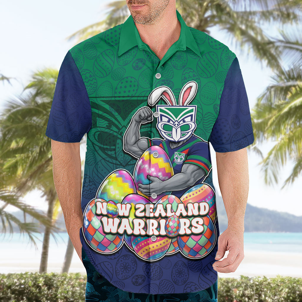 Personalized New Zealand Warriors Hawaiian Shirt Easter Mascot - Colorful Eggs Cartoon Style