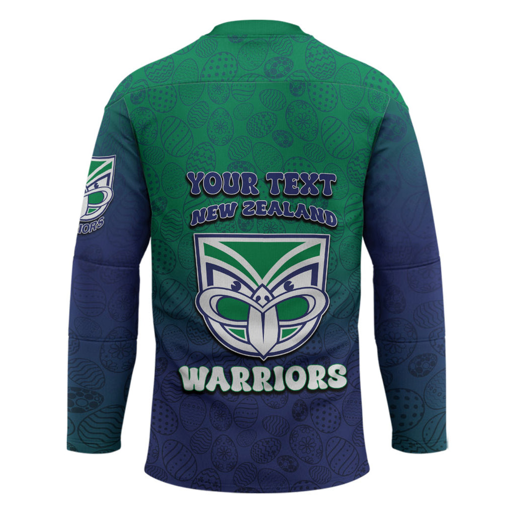 Personalized New Zealand Warriors Hockey Jersey Easter Mascot - Colorful Eggs Cartoon Style