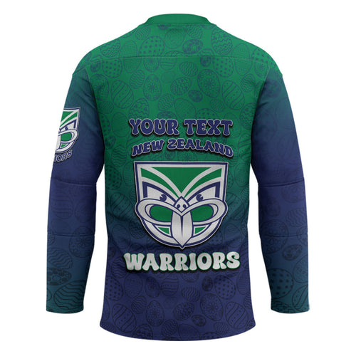 Personalized New Zealand Warriors Hockey Jersey Easter Mascot - Colorful Eggs Cartoon Style