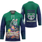Personalized New Zealand Warriors Hockey Jersey Easter Mascot - Colorful Eggs Cartoon Style