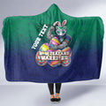 Personalized New Zealand Warriors Hooded Blanket Easter Mascot - Colorful Eggs Cartoon Style