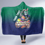Personalized New Zealand Warriors Hooded Blanket Easter Mascot - Colorful Eggs Cartoon Style
