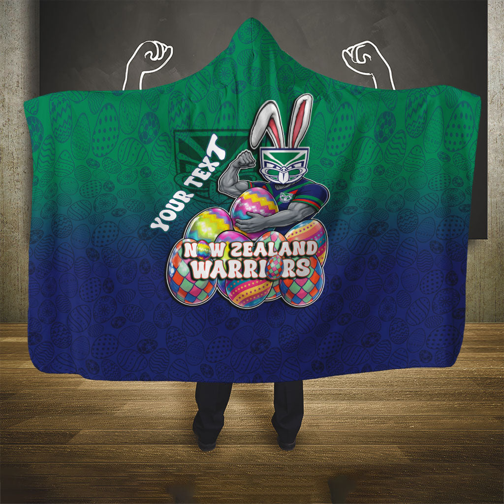 Personalized New Zealand Warriors Hooded Blanket Easter Mascot - Colorful Eggs Cartoon Style