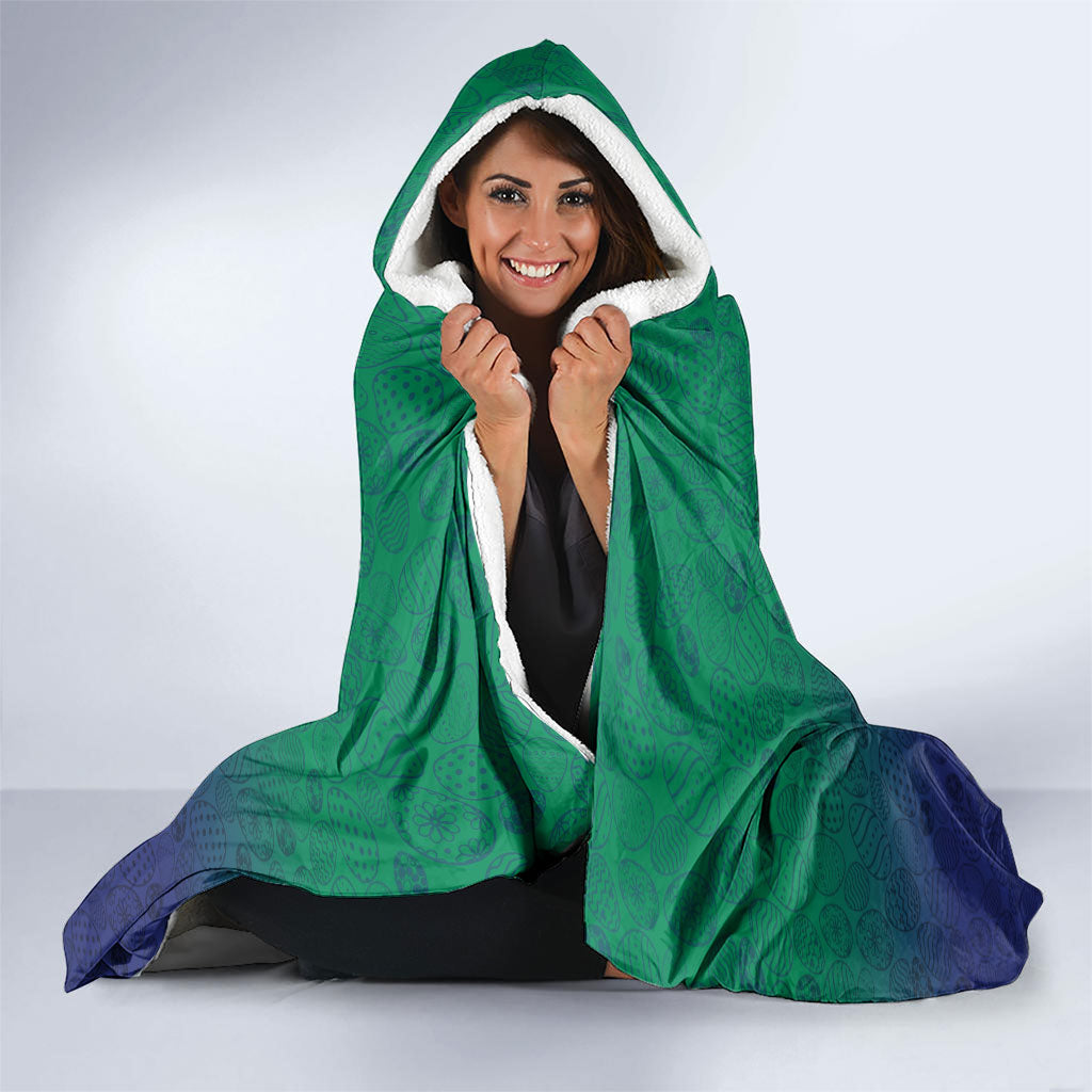 Personalized New Zealand Warriors Hooded Blanket Easter Mascot - Colorful Eggs Cartoon Style