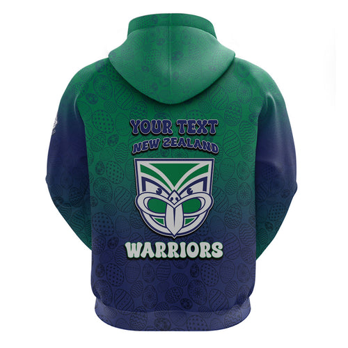Personalized New Zealand Warriors Hoodie Easter Mascot - Colorful Eggs Cartoon Style