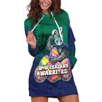 Personalized New Zealand Warriors Hoodie Dress Easter Mascot - Colorful Eggs Cartoon Style