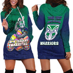 Personalized New Zealand Warriors Hoodie Dress Easter Mascot - Colorful Eggs Cartoon Style