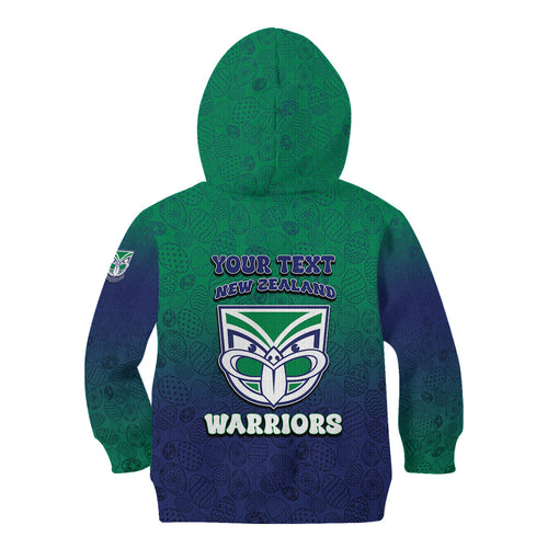 Personalized New Zealand Warriors Kid Hoodie Easter Mascot - Colorful Eggs Cartoon Style