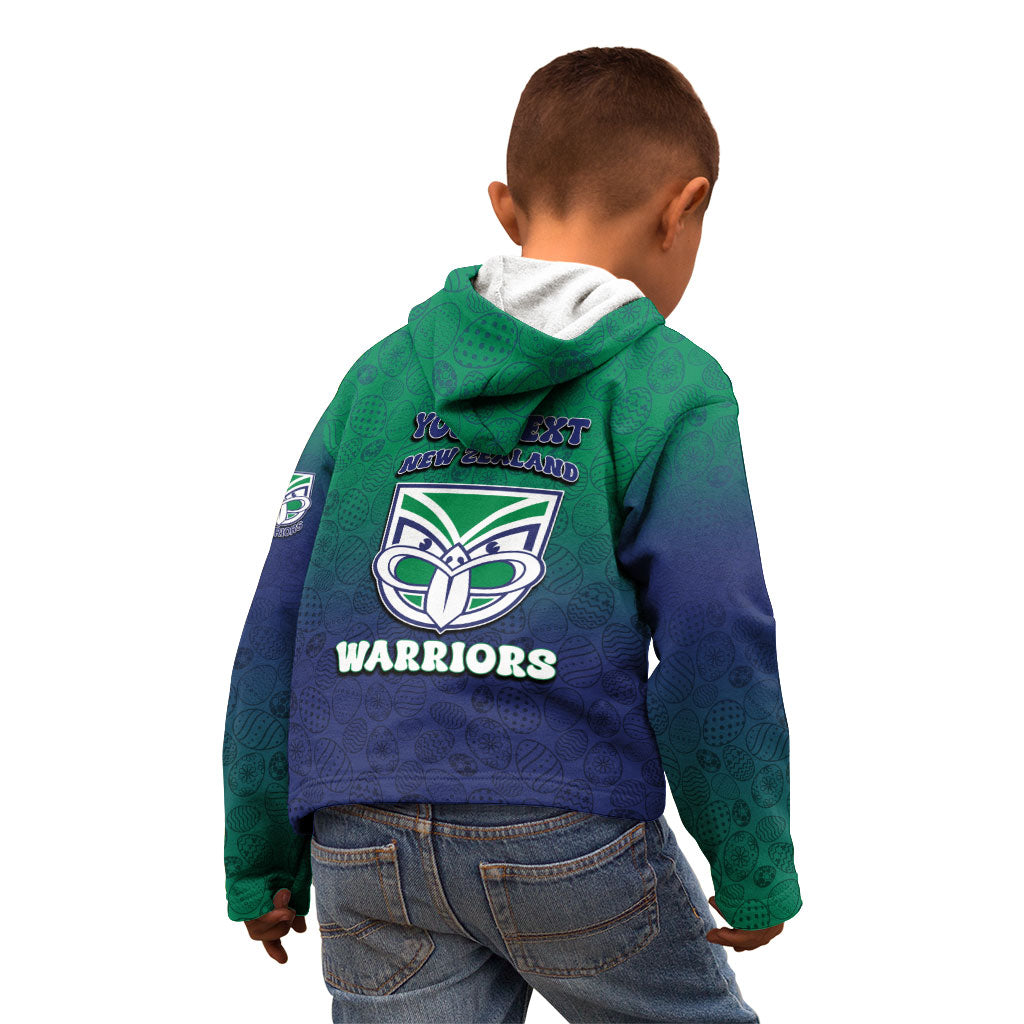 Personalized New Zealand Warriors Kid Hoodie Easter Mascot - Colorful Eggs Cartoon Style