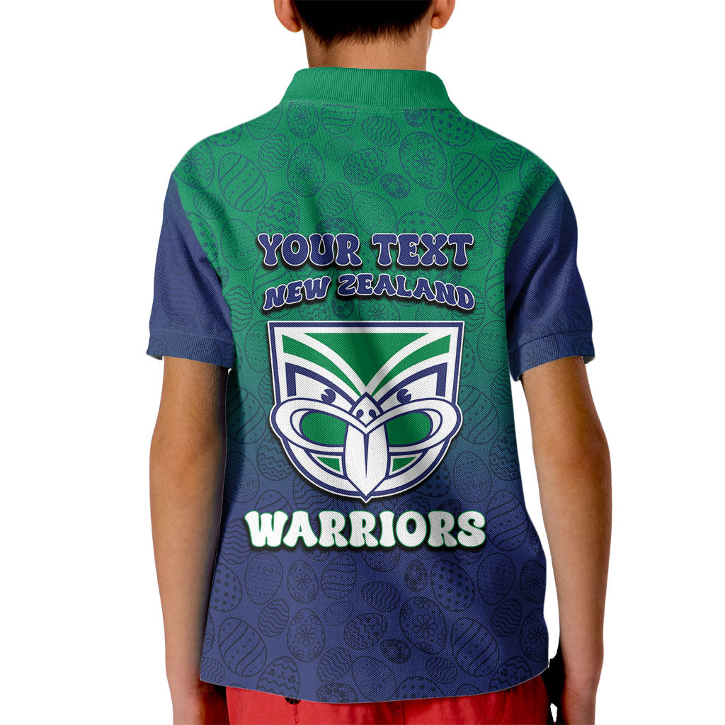 Personalized New Zealand Warriors Kid Polo Shirt Easter Mascot - Colorful Eggs Cartoon Style