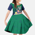 Personalized New Zealand Warriors Kid Short Sleeve Dress Easter Mascot - Colorful Eggs Cartoon Style