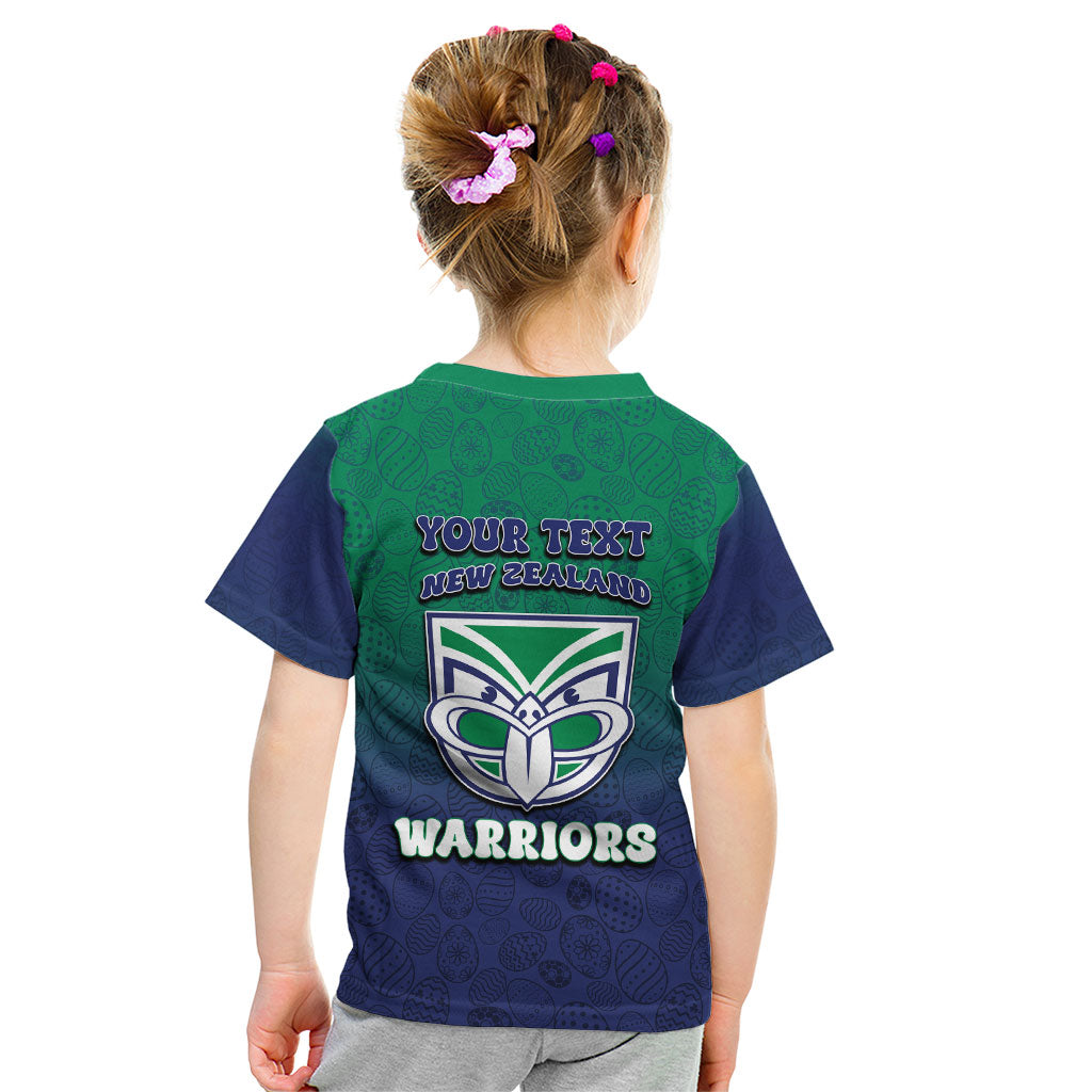 Personalized New Zealand Warriors Kid T Shirt Easter Mascot - Colorful Eggs Cartoon Style