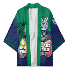 Personalized New Zealand Warriors Kimono Easter Mascot - Colorful Eggs Cartoon Style
