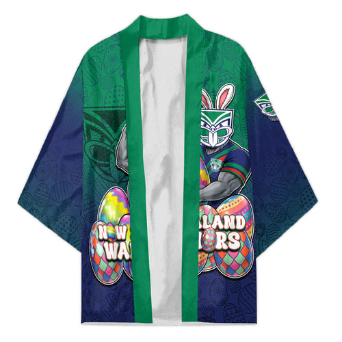Personalized New Zealand Warriors Kimono Easter Mascot - Colorful Eggs Cartoon Style