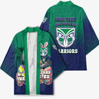 Personalized New Zealand Warriors Kimono Easter Mascot - Colorful Eggs Cartoon Style