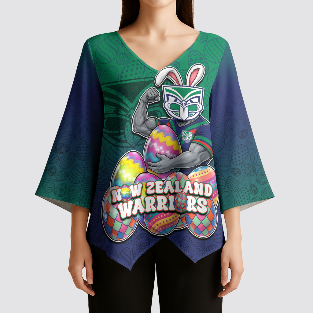 Personalized New Zealand Warriors Kimono Sleeve Blouse Easter Mascot - Colorful Eggs Cartoon Style