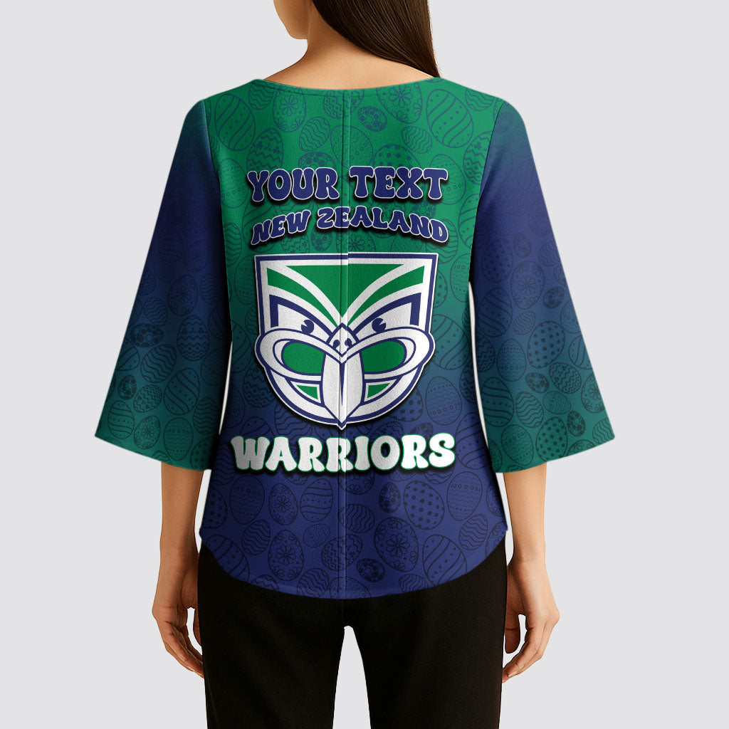 Personalized New Zealand Warriors Kimono Sleeve Blouse Easter Mascot - Colorful Eggs Cartoon Style