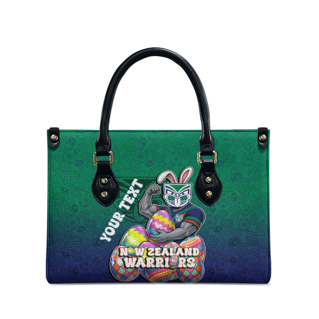 Personalized New Zealand Warriors Leather Bag Easter Mascot - Colorful Eggs Cartoon Style