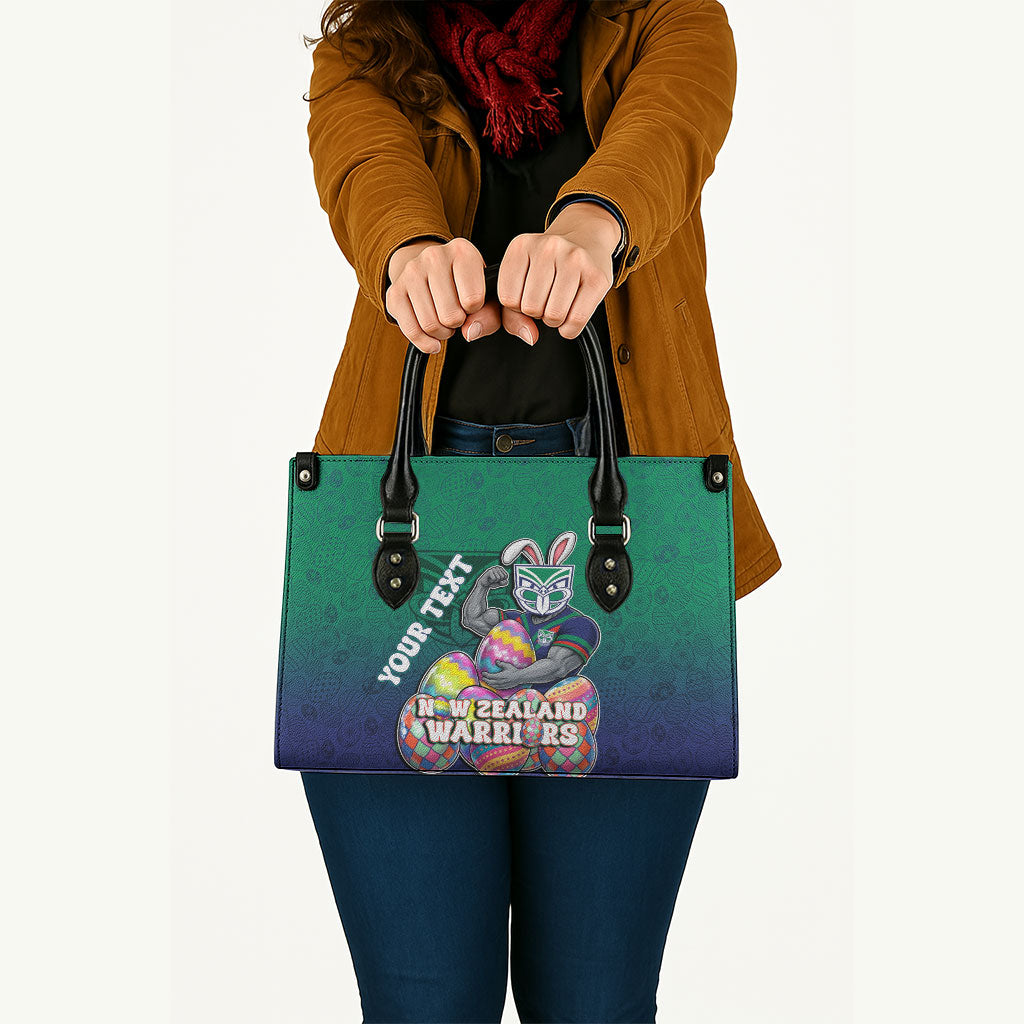 Personalized New Zealand Warriors Leather Bag Easter Mascot - Colorful Eggs Cartoon Style