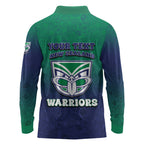 Personalized New Zealand Warriors Long Sleeve Polo Shirt Easter Mascot - Colorful Eggs Cartoon Style