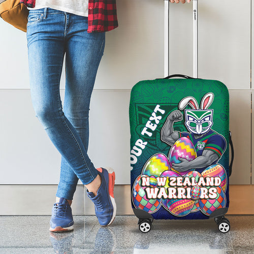 Personalized New Zealand Warriors Luggage Cover Easter Mascot - Colorful Eggs Cartoon Style