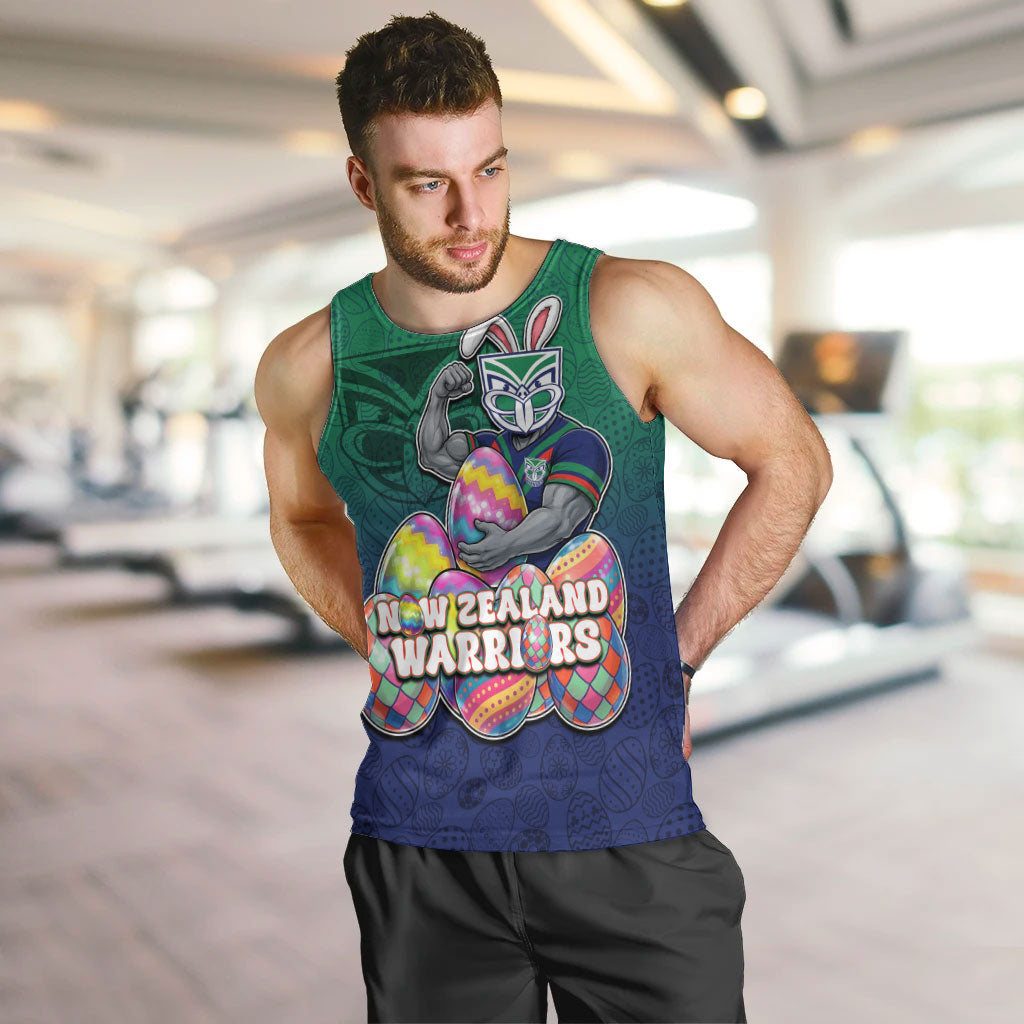 Personalized New Zealand Warriors Men Tank Top Easter Mascot - Colorful Eggs Cartoon Style