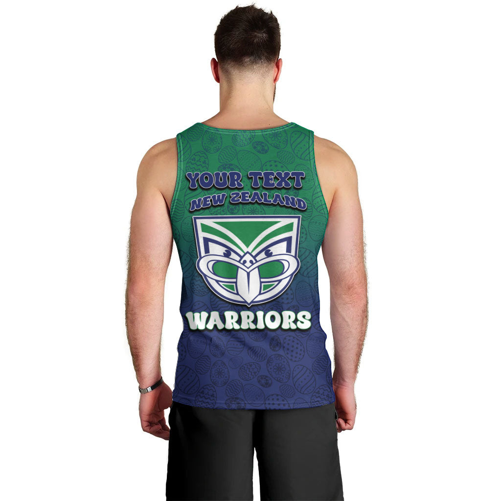 Personalized New Zealand Warriors Men Tank Top Easter Mascot - Colorful Eggs Cartoon Style