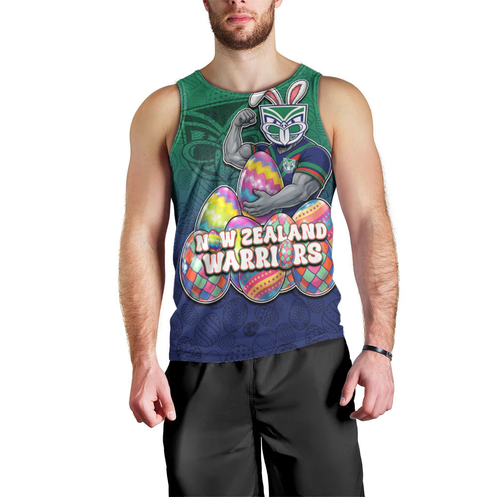 Personalized New Zealand Warriors Men Tank Top Easter Mascot - Colorful Eggs Cartoon Style