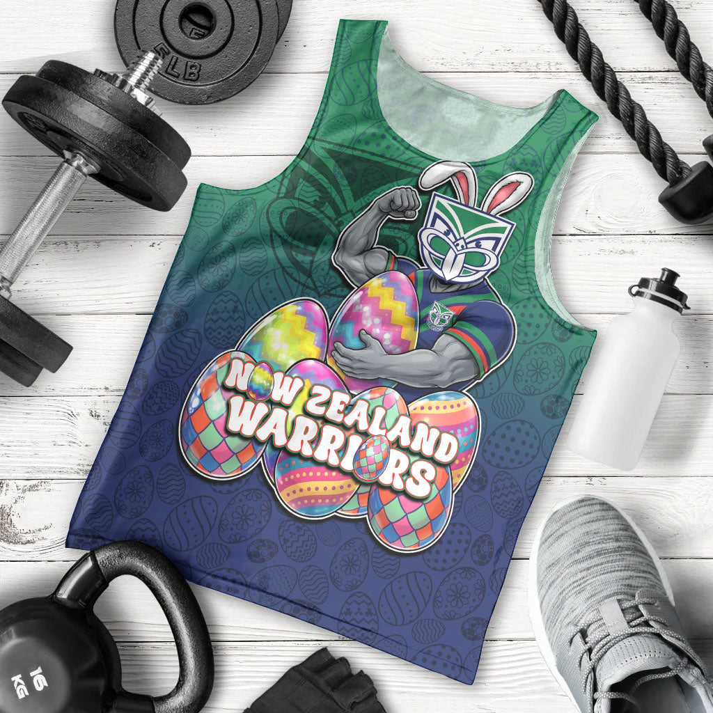 Personalized New Zealand Warriors Men Tank Top Easter Mascot - Colorful Eggs Cartoon Style