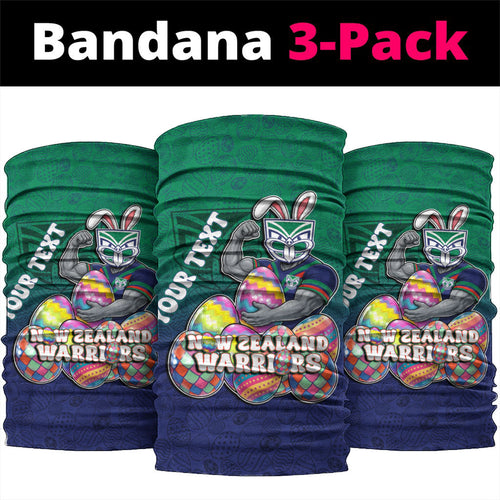 Personalized New Zealand Warriors Neck Gaiter Easter Mascot - Colorful Eggs Cartoon Style