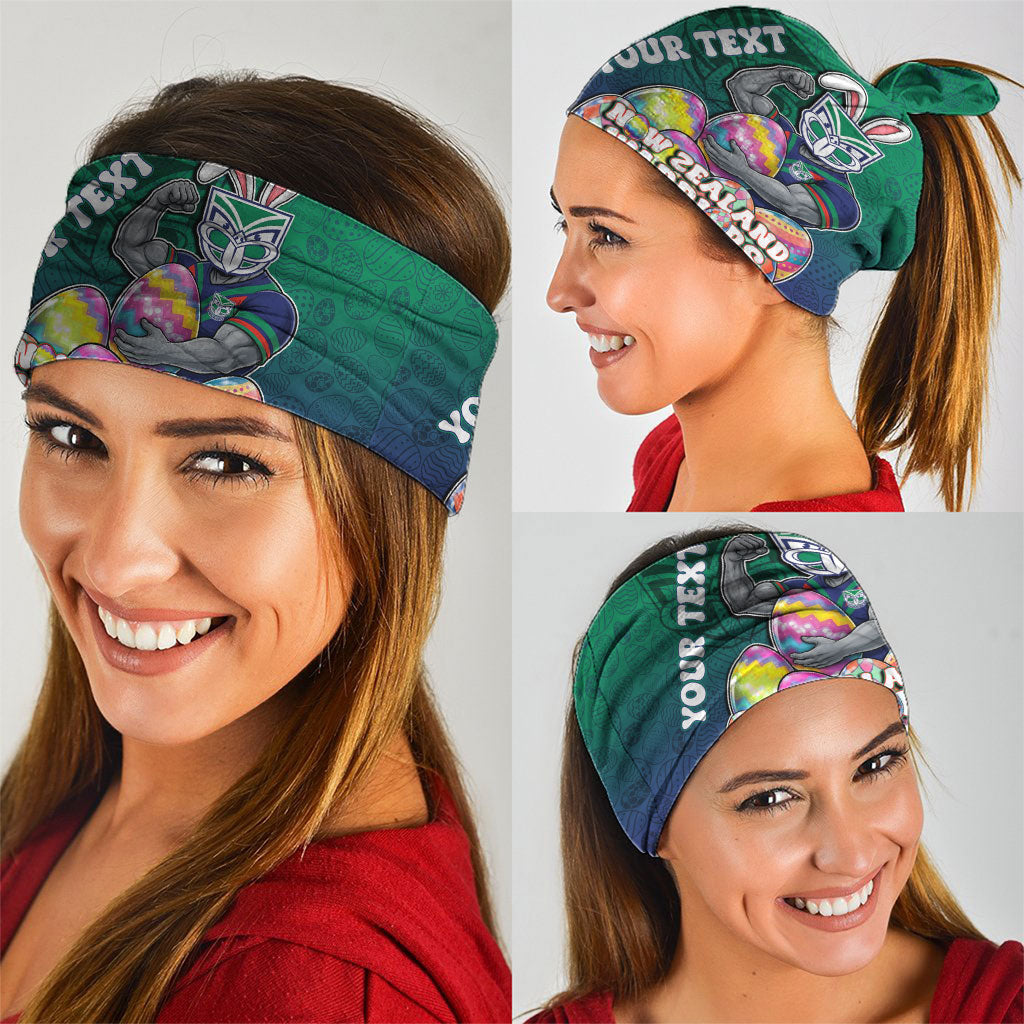 Personalized New Zealand Warriors Neck Gaiter Easter Mascot - Colorful Eggs Cartoon Style