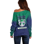 Personalized New Zealand Warriors Off Shoulder Sweater Easter Mascot - Colorful Eggs Cartoon Style