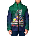 Personalized New Zealand Warriors Padded Jacket Easter Mascot - Colorful Eggs Cartoon Style
