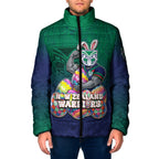 Personalized New Zealand Warriors Padded Jacket Easter Mascot - Colorful Eggs Cartoon Style