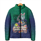 Personalized New Zealand Warriors Padded Jacket Easter Mascot - Colorful Eggs Cartoon Style